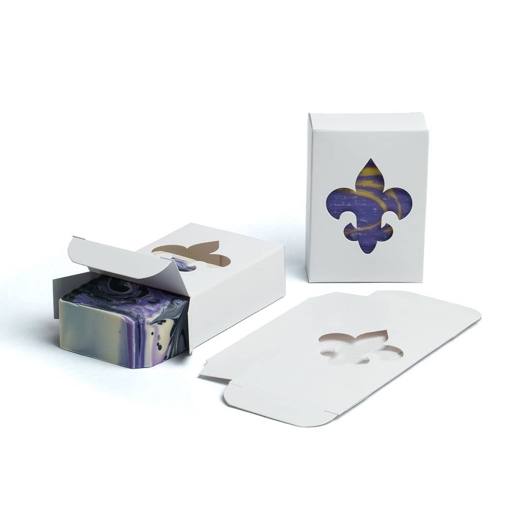 Fleur-de-Lis Window Soap Boxes White 250 Pack Handmade Soap Weddings