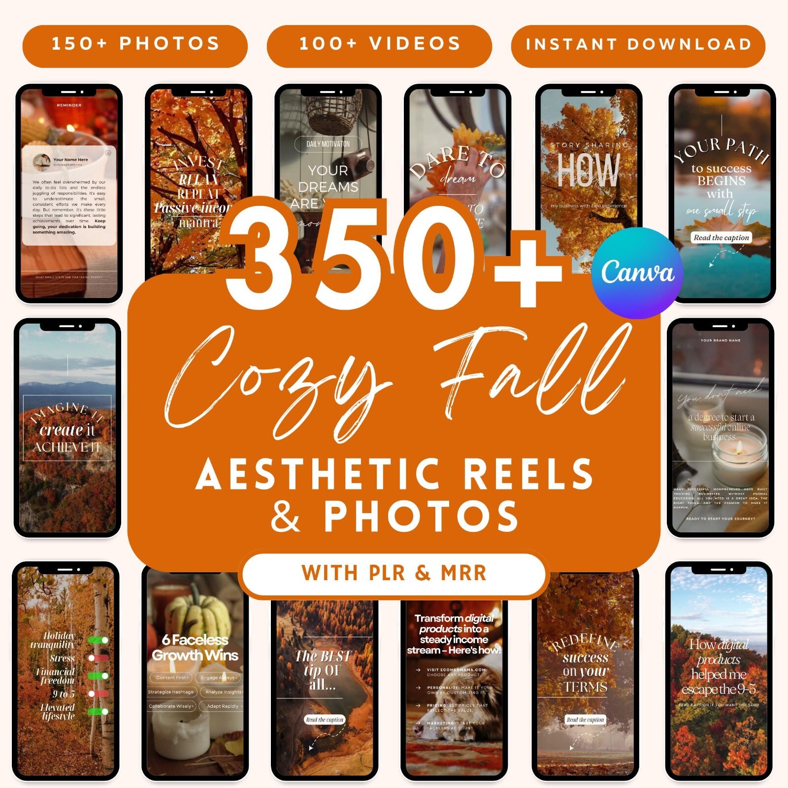 350+ Cozy Fall Aesthetic Faceless Reels – MRR Bundle