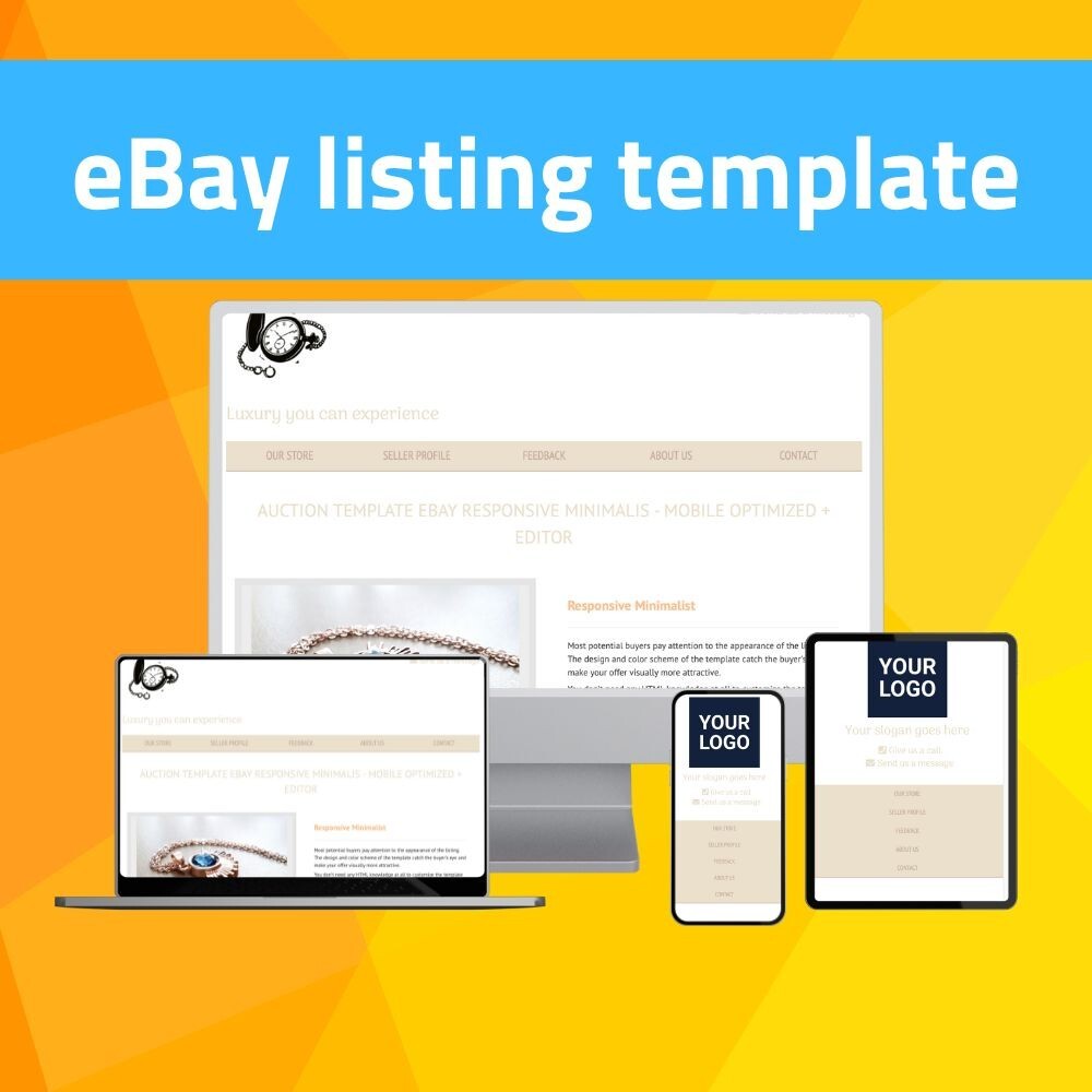 Auction Template eBay Responsive Minimalist – Mobile Optimized