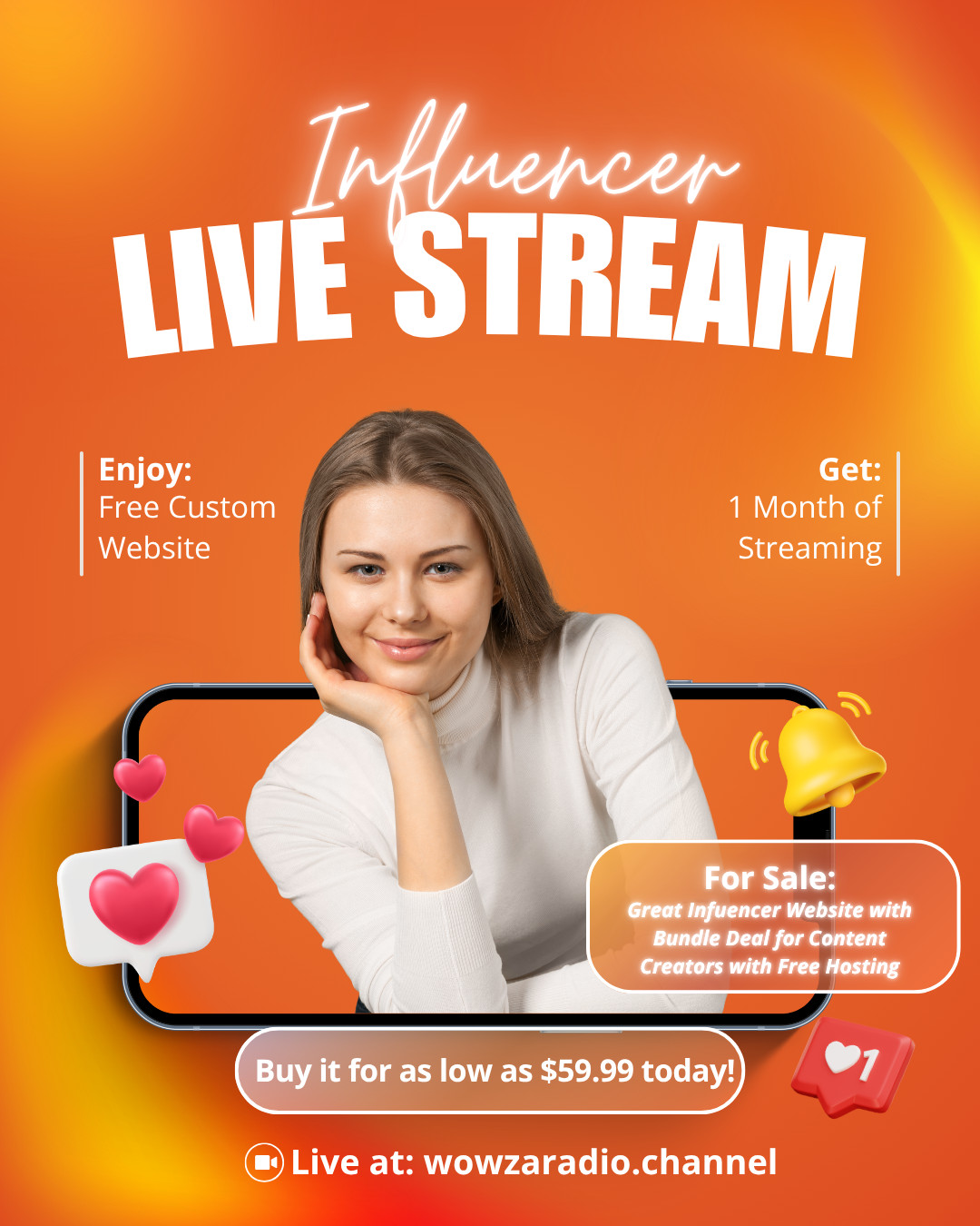 Great Infuencer Website with Bundle Deal for Content Creators with Free Hosting