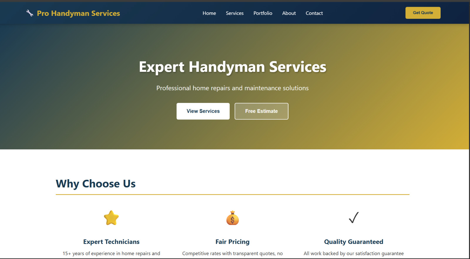 Professional Handyman Website HTML Template – Premium Design