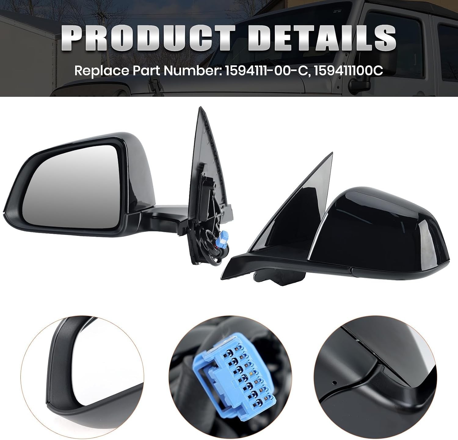 Left Driver Side Mirror Compatible with Tesla Model Y 2020-2024 Replacement 1594