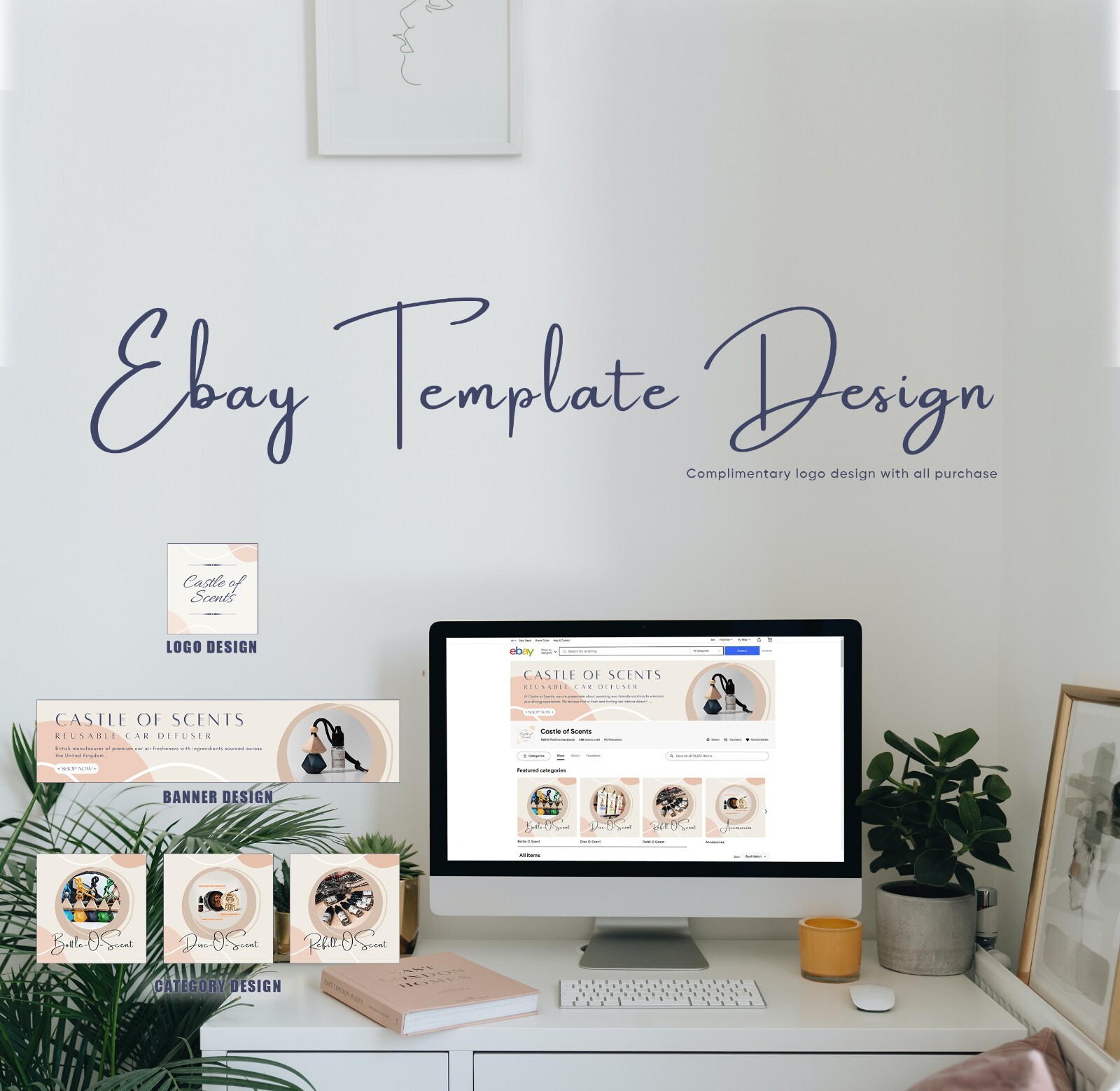 ebay store listing template, free logo design and 30 sec video ad for ebay store
