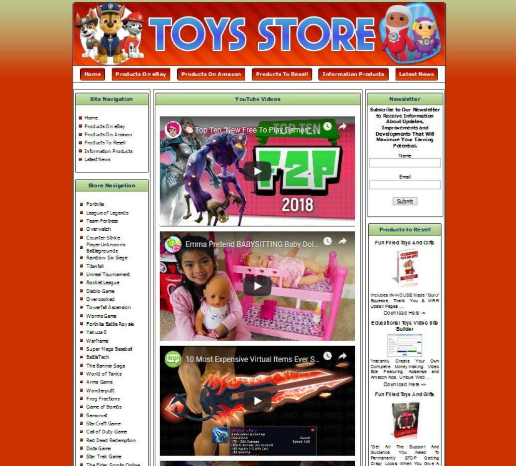 TOYS STORE Affiliate Website. Amazon+Google Adsense+Youtube+Automated News
