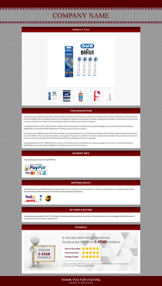 eBay Templates Mobile Responsive eBay Listing Auction Template 2019 Ready