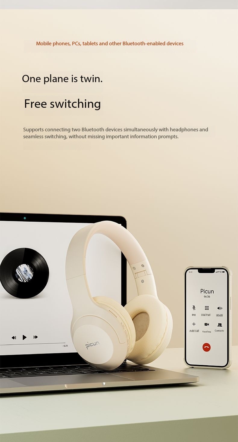 Pincun B-01S Bluetooth Headphones Over-Ear Noise-Canceling Gaming Music Wireless