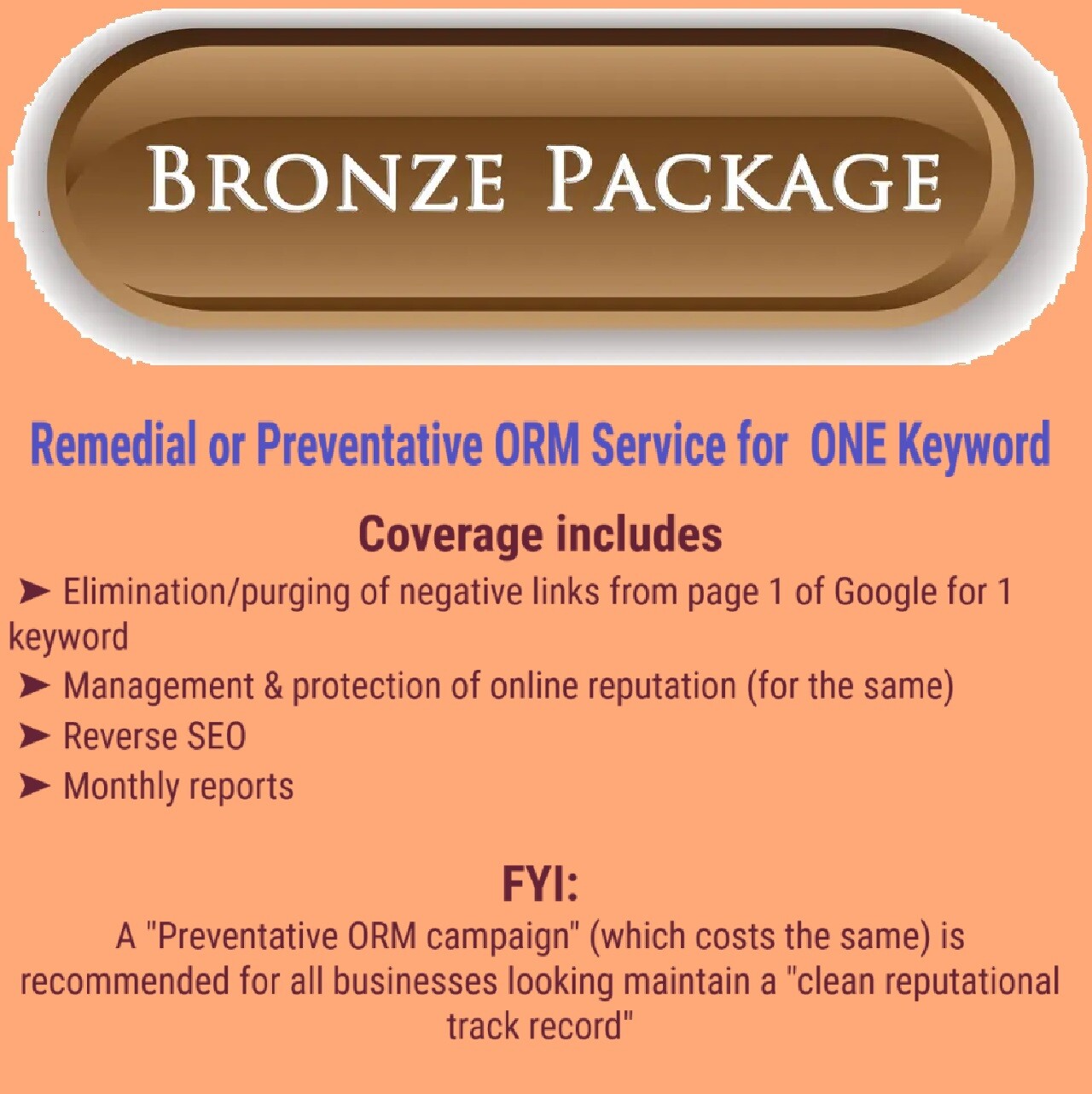 Online Reputation Management SEO Service (BAD online rep = BIG recurring losses)