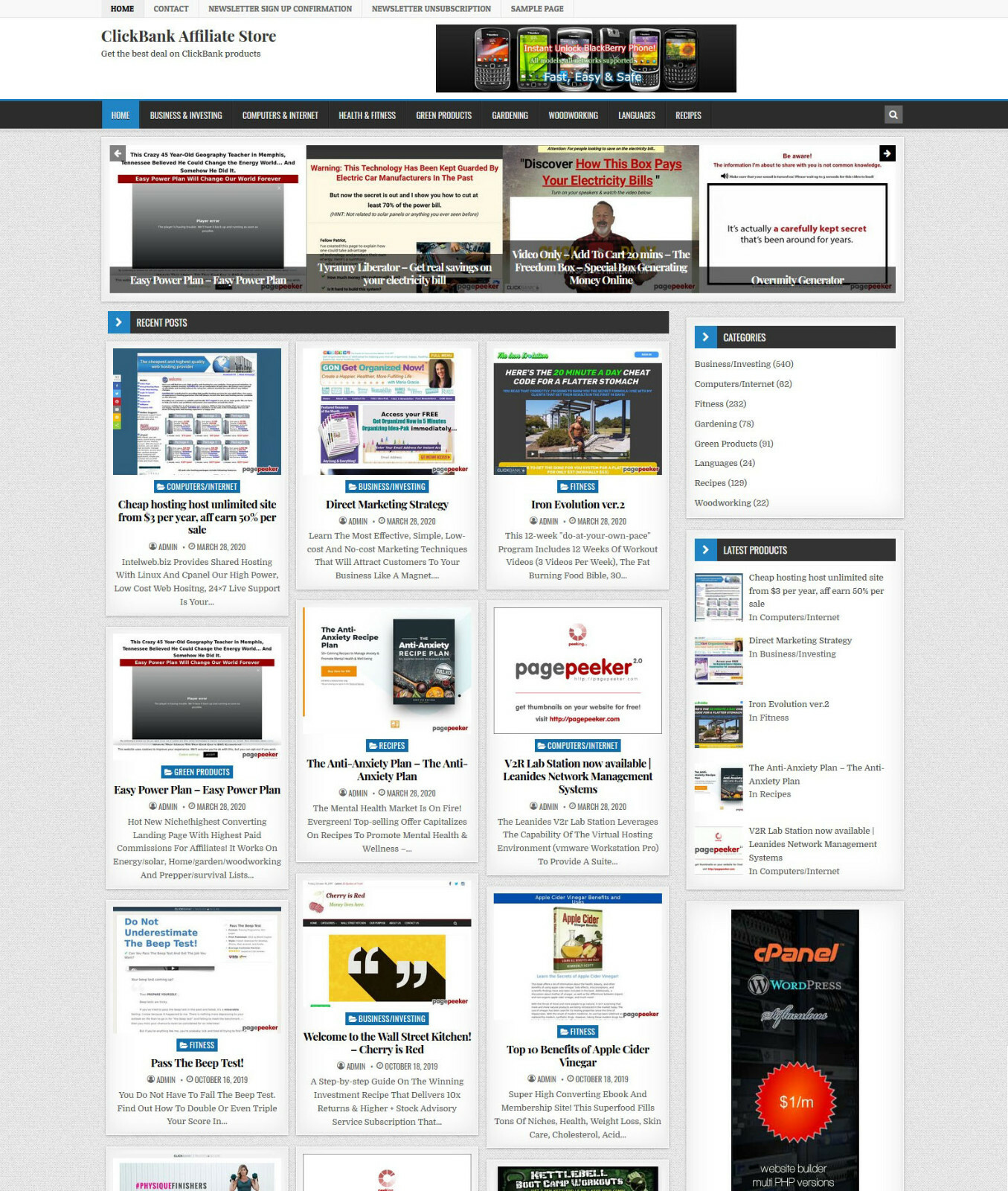 ClickBank Affiliate Store Website on AutoPilot + Free Hosting