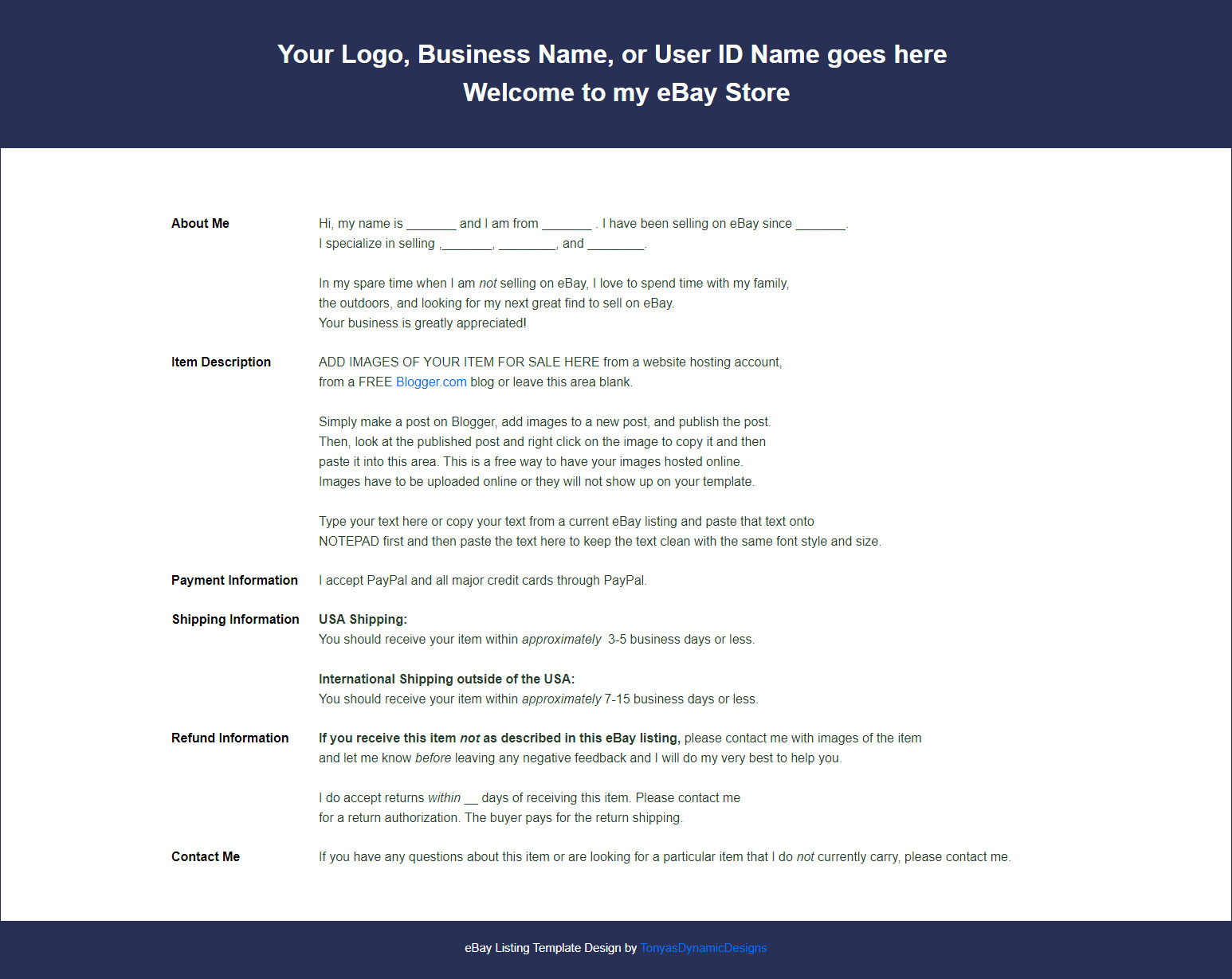 BASIC eBay Listing Template to list UNLIMITED items ~ INCREASE YOUR EBAY SALES!