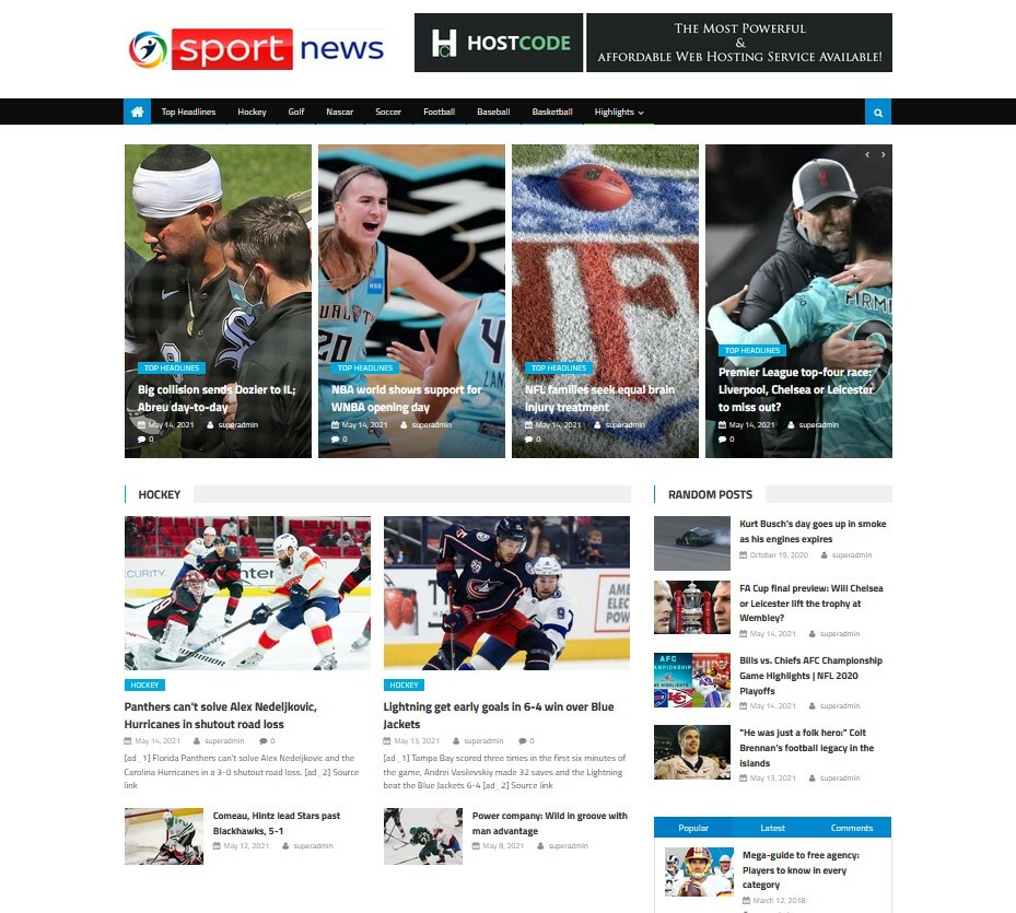 Turnkey Automatic Sports News Affiliate Website + Free Hosting