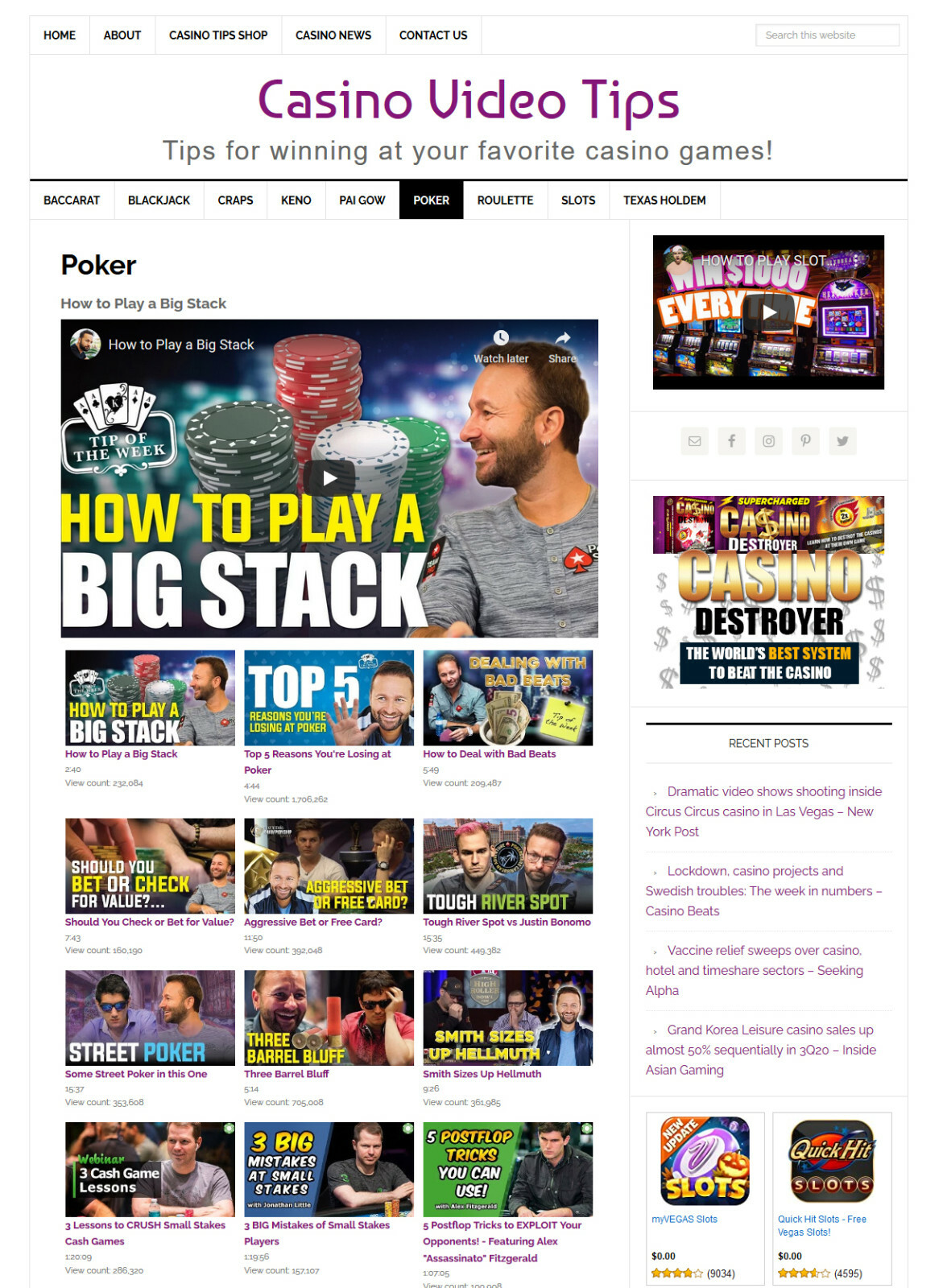* CASINO VIDEO TIPS * blog website business for sale w/ AUTO UPDATING CONTENT!