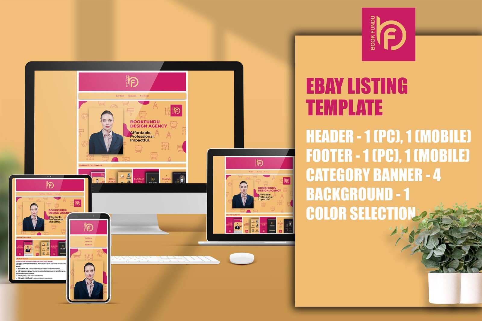 Responsive Custom eBay Listing Template – HTML | Custom Header & Footer Design