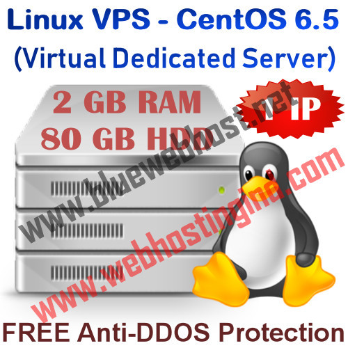 Linux VPS – CentOS 6.5 (Virtual Dedicated Server) 2GB RAM + 80GB HDD