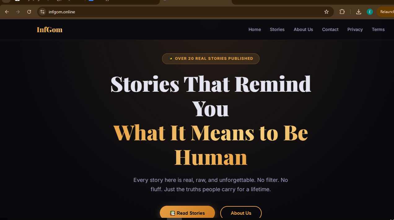 Story Website + Domain infgom.online – Ready Blog with Content Included