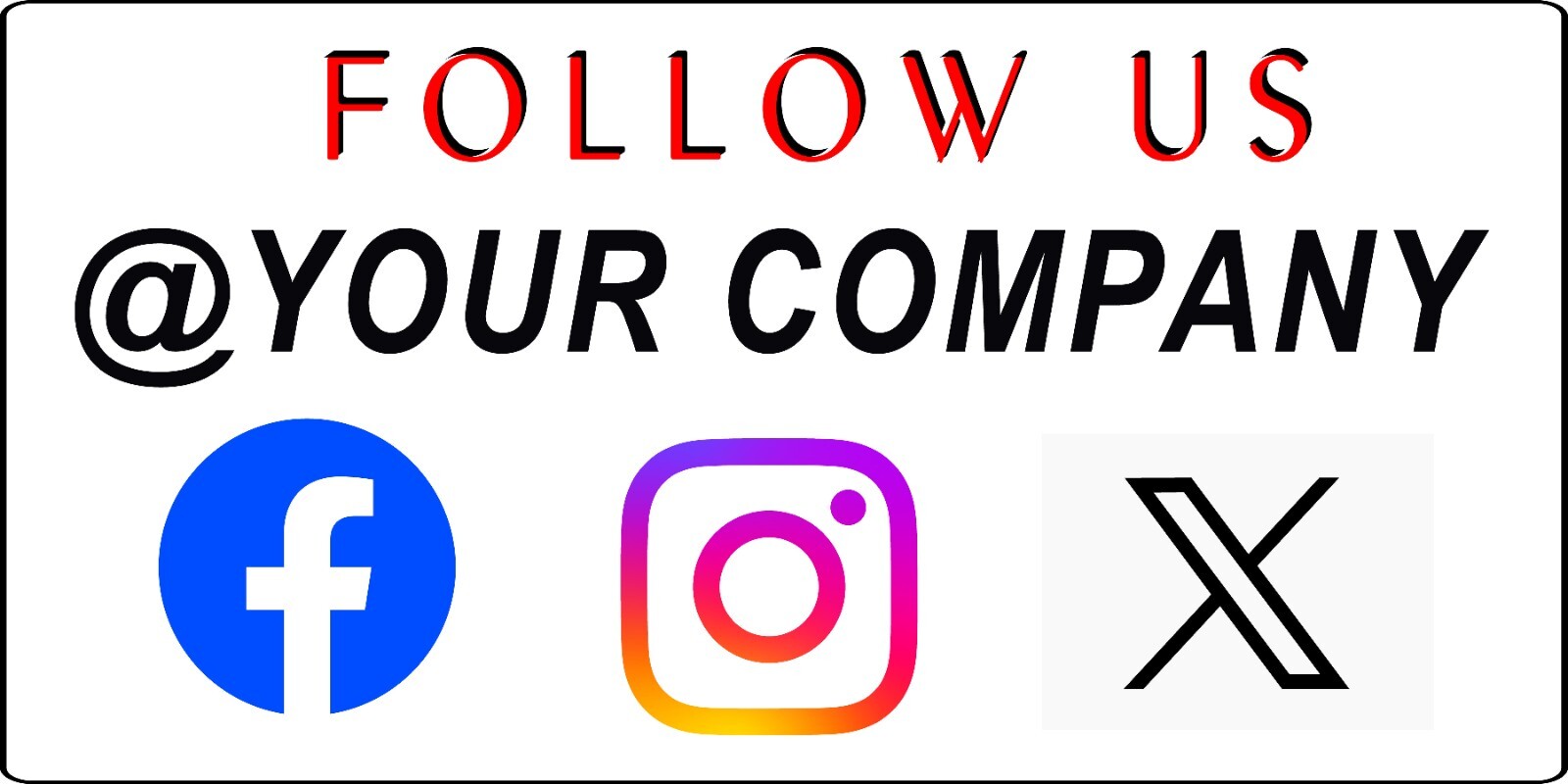 Car and Truck Door Magnets Signs Social Media @Your Company 12″ High x 24″ Wide