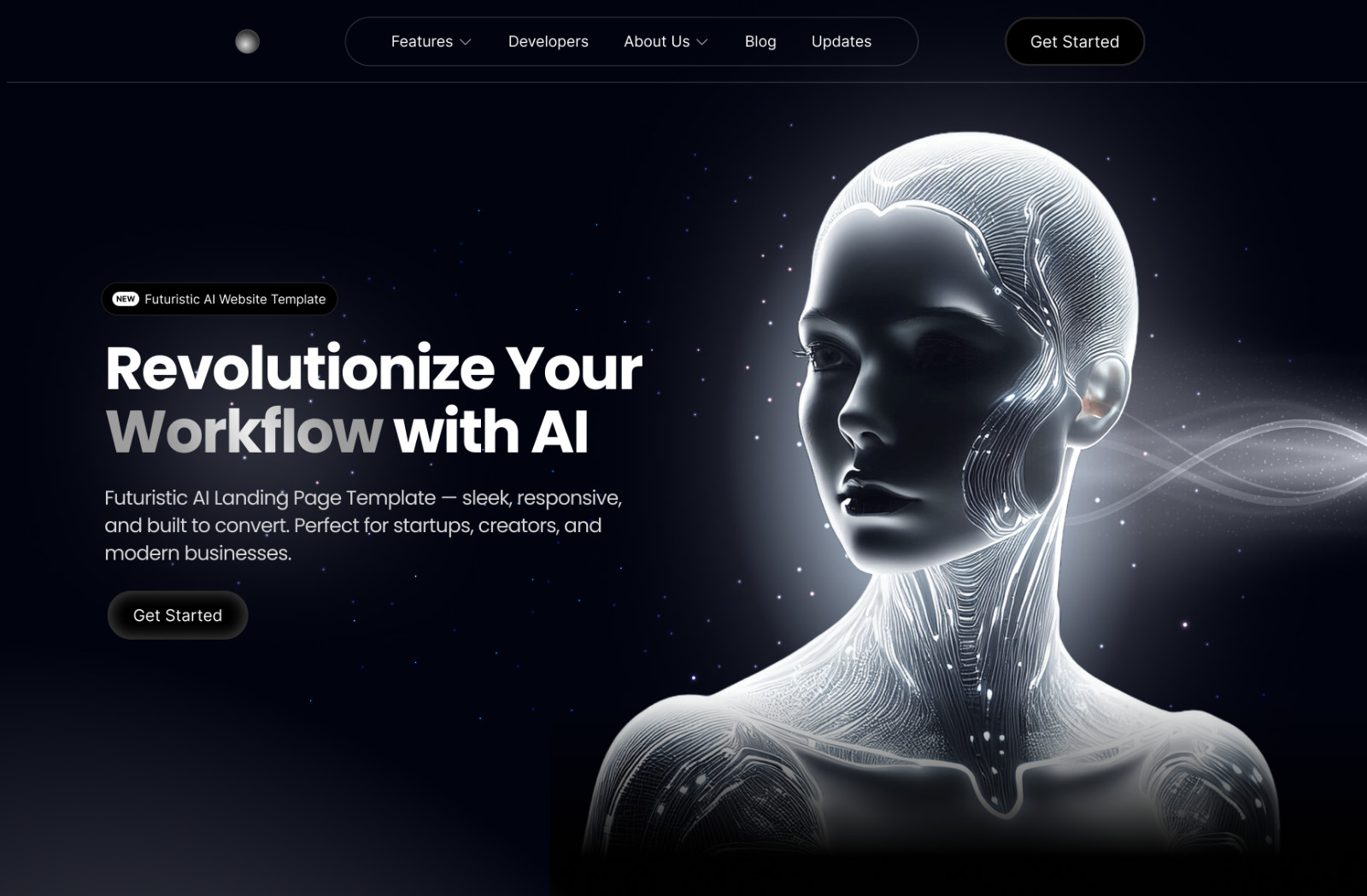 Futuristic AI Landing Page Template | Modern Tech Website Design | Startup UI Ki