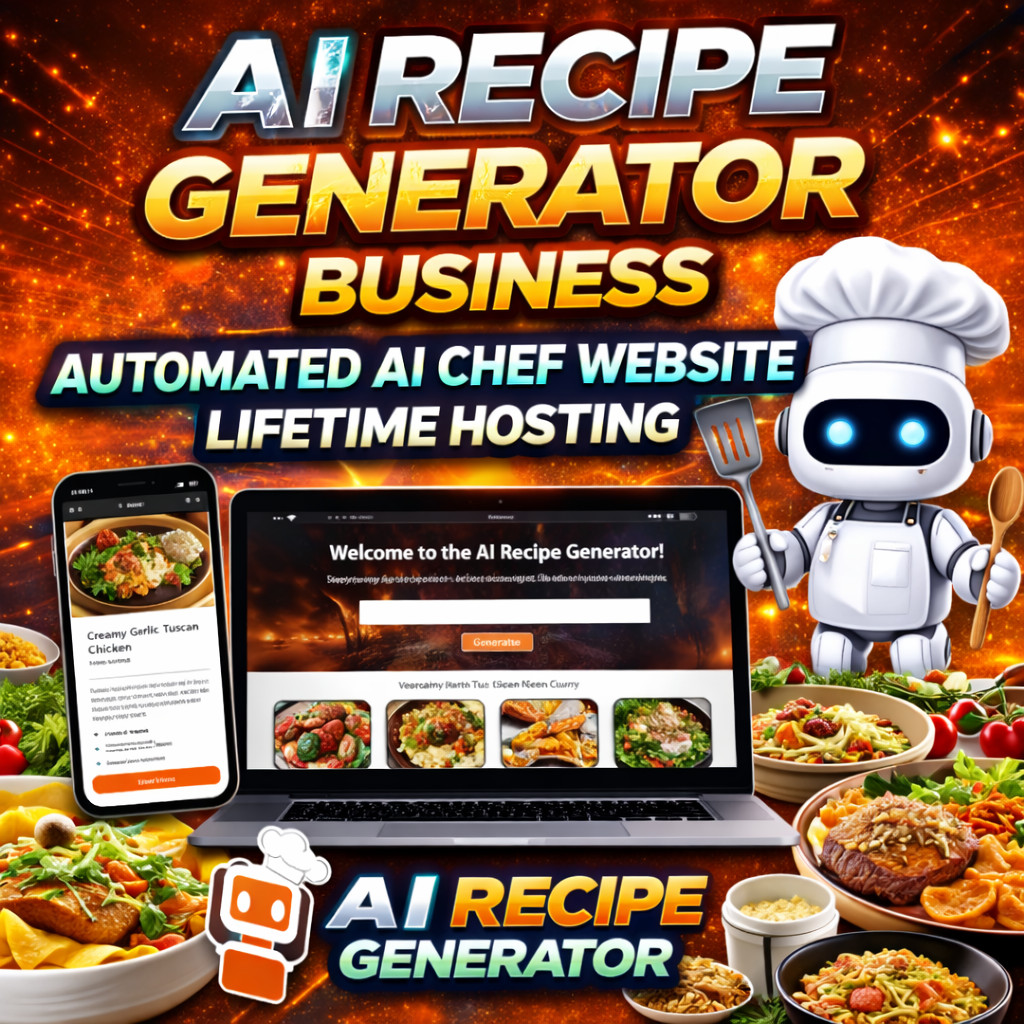 AI Recipe Generator Business | Automated AI Chef Website | Lifetime Hosting