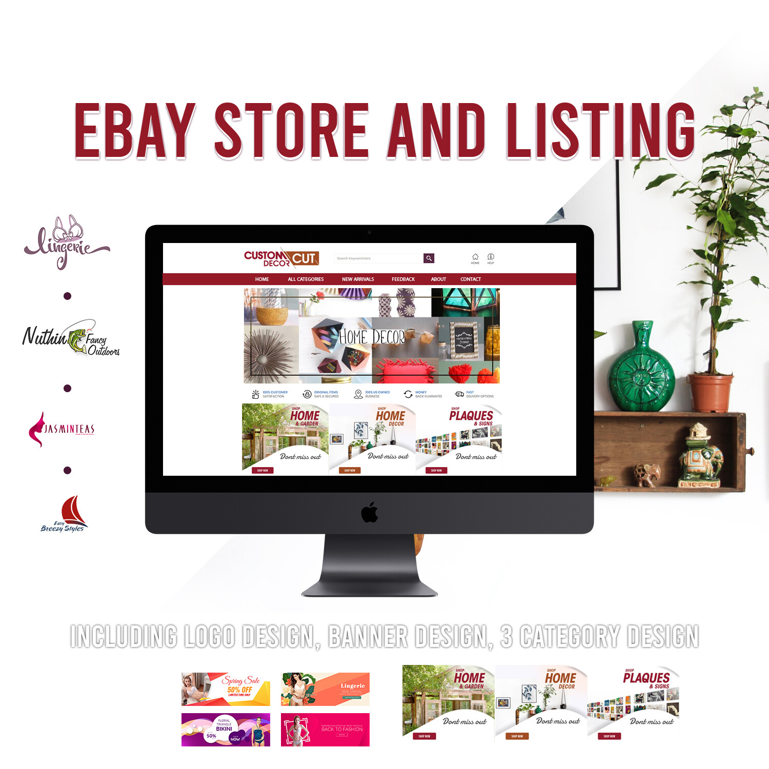 eBay store Listing Template design, Emerald theme Purple FREE LOGO,BANNER DESIGN