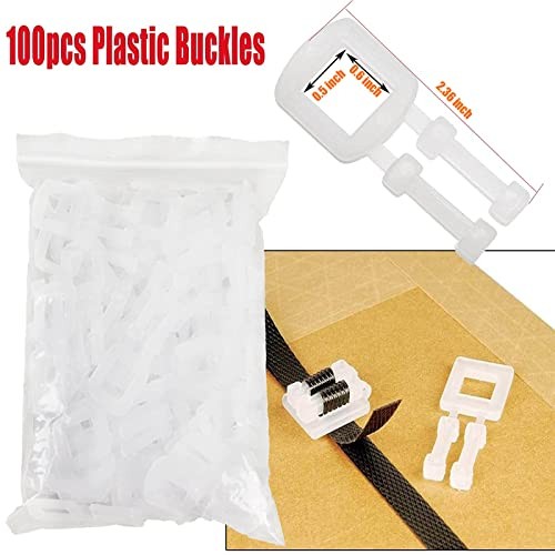 Box Strapping Kit 330ft x 1/2in Polypropylene Strapping with 100 Plastic Buckles