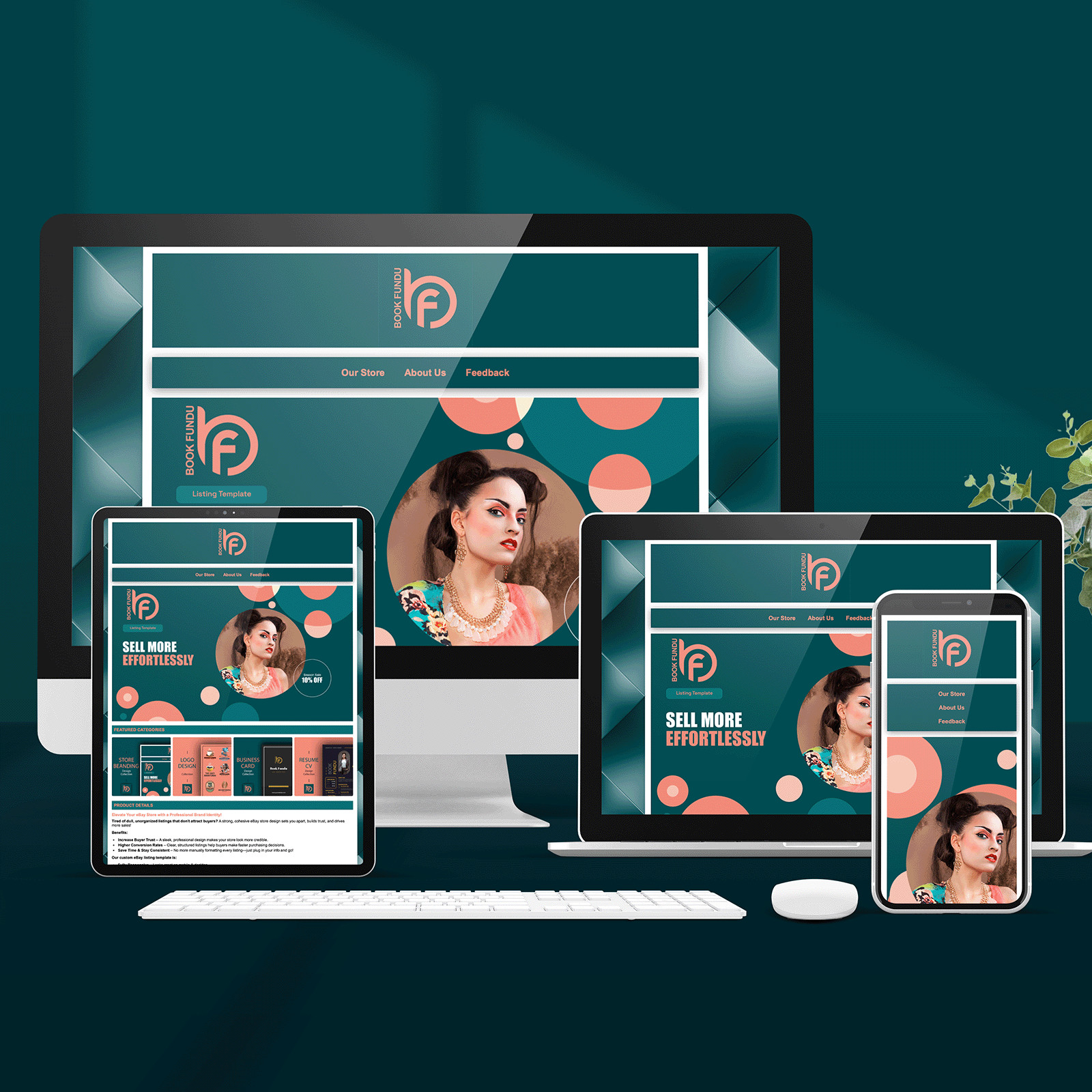 Responsive Custom eBay Listing Template – HTML | Custom Header & Footer Design