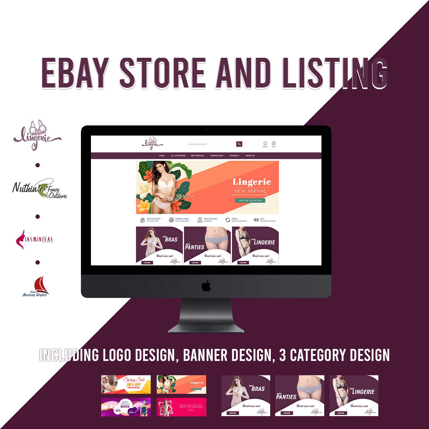 Full Professional eBay Shop Store & Listing Template Design + FREE LOGO DESIGN
