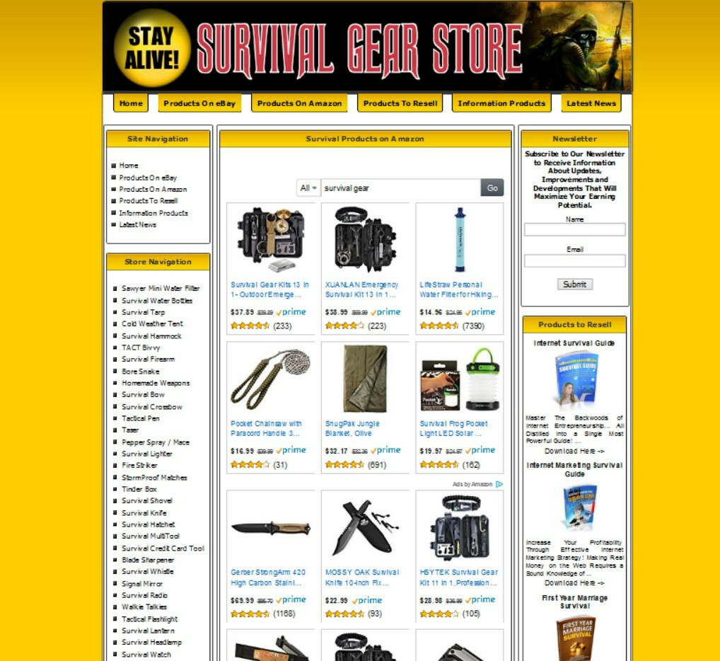 PREPPER SHOP, SURVIVAL GEAR STORE Affiliate Website Amazon Store+Google+Youtube