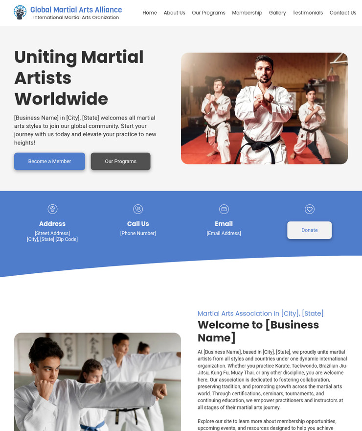Martial Arts Association Customized Business Website *SEE FULL DESCRIPTION*