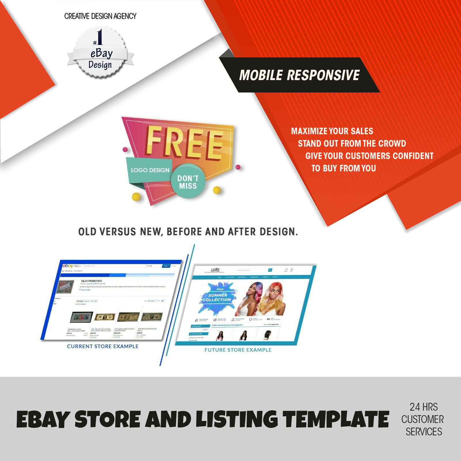 eBay store Listing Template design, Emerald theme Purple FREE LOGO,BANNER DESIGN