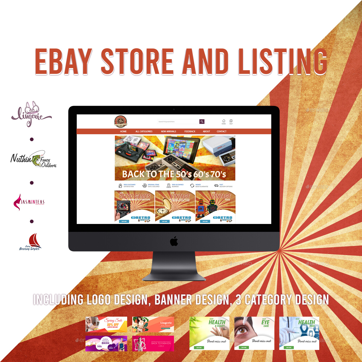 eBay store Listing Template design, Emerald theme Purple FREE LOGO,BANNER DESIGN