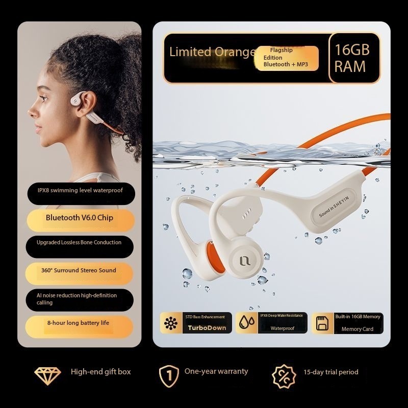 SHEYIN X15 headphones, sports cycling, 8-level waterproof, 16G memory