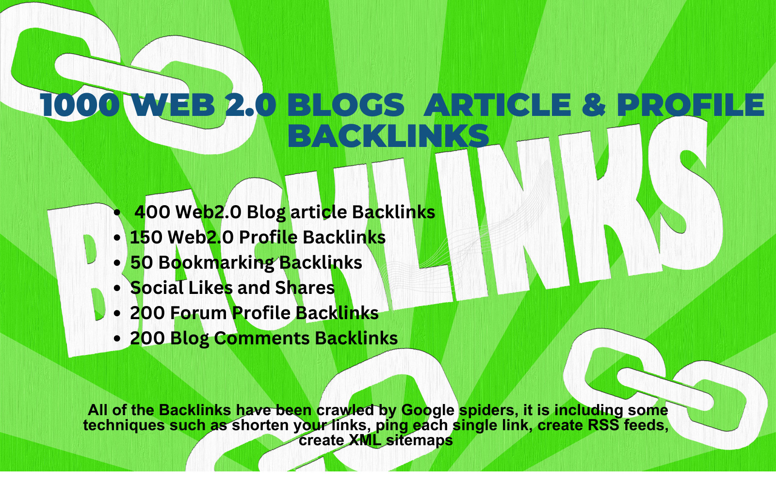 Provide 1000+ Web2.0 Backlinks for your websites ranking