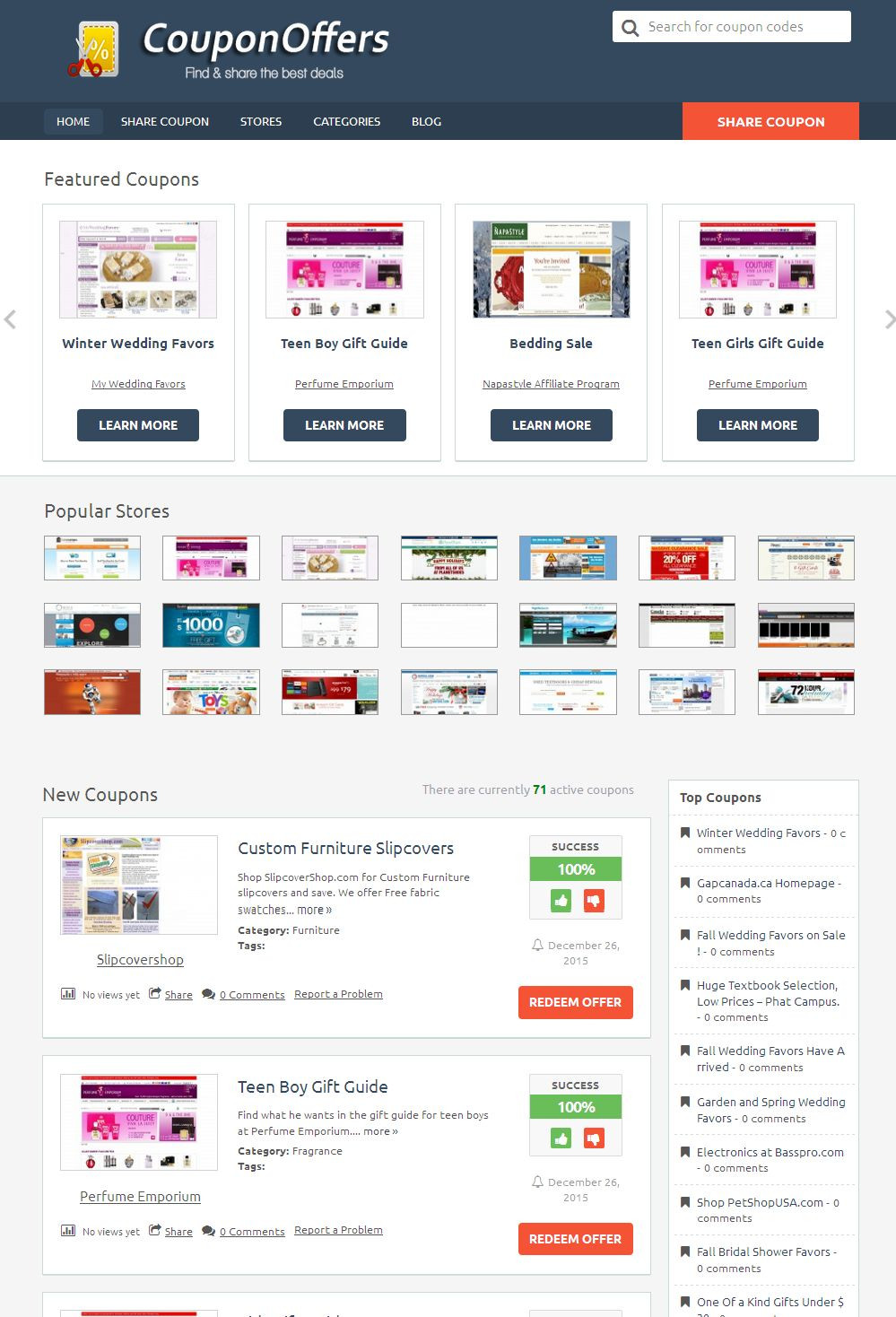 Coupons Discount Codes Sharing Website – Auto Pilot – Free Hosting + SSL