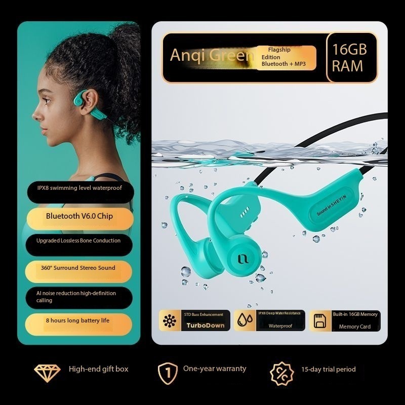 SHEYIN X15 headphones, sports cycling, 8-level waterproof, 16G memory