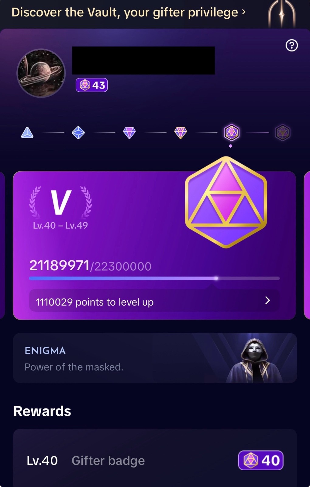 TikT0k Account gifter level 43 almost 44