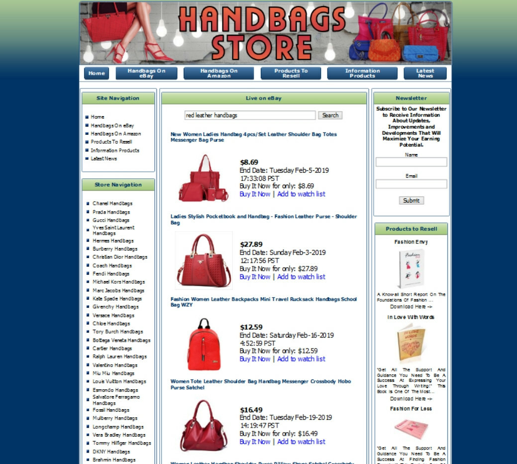 DESIGNER COACH HANDBAG PURSE STORE – Premium Affiliate Website Business For Sale
