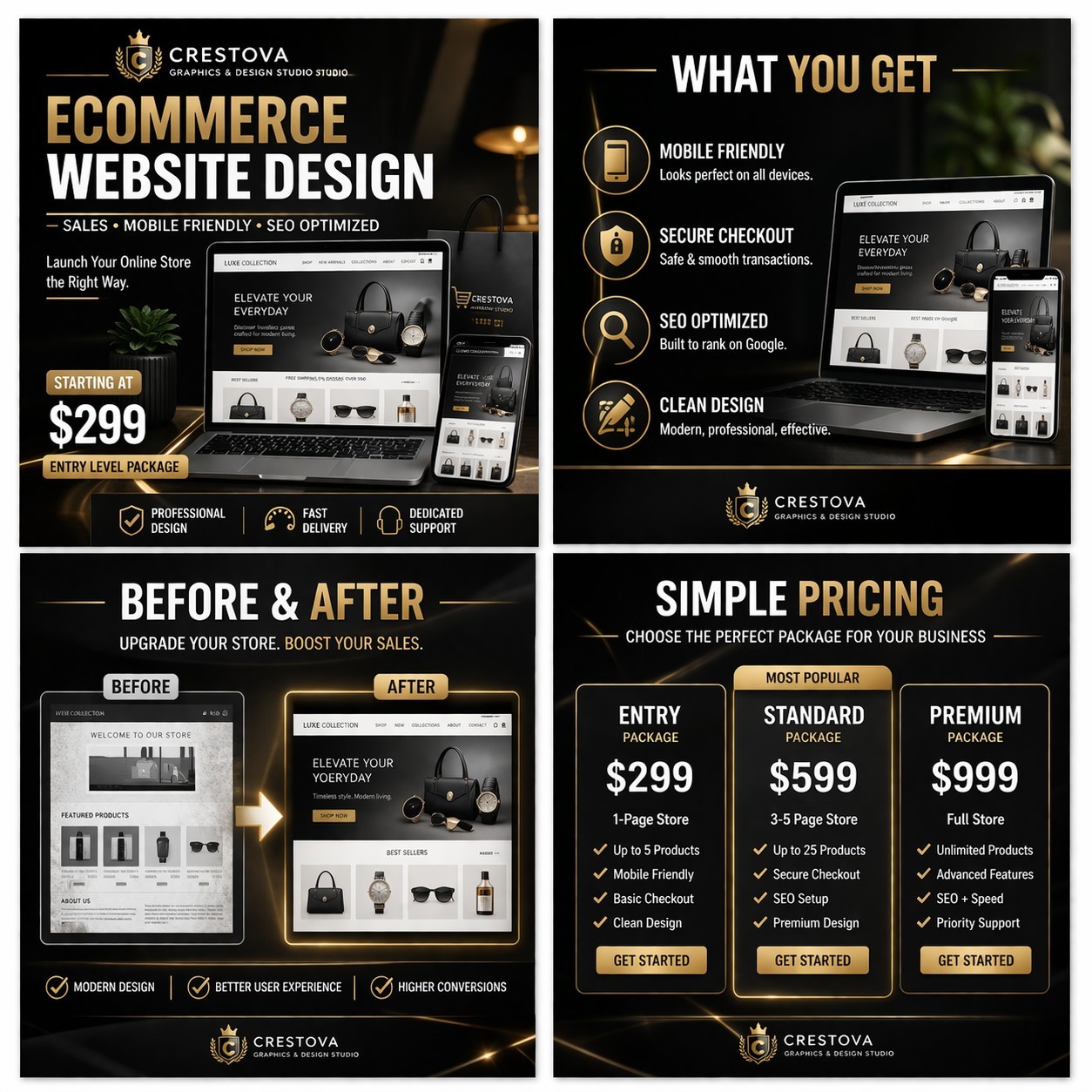 Crestova Ecommerce Website Design Service, Mobile Friendly & SEO Optimized