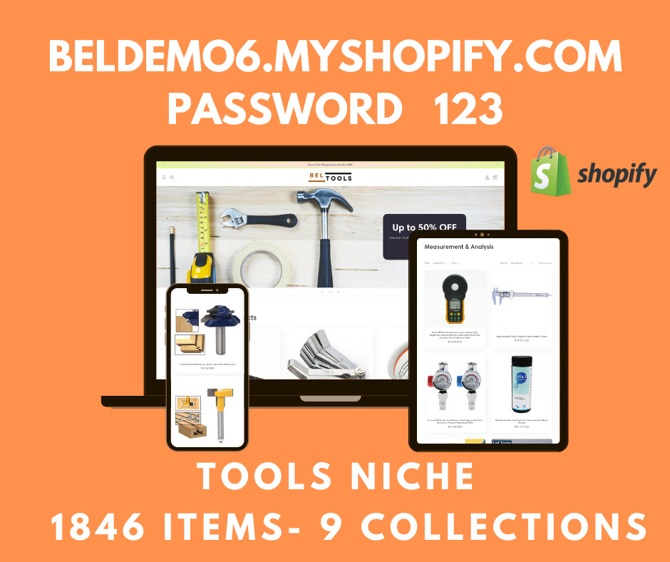 READY-MADE DROPSHIPPING Shopify Store – 1846 Products – Tools niche