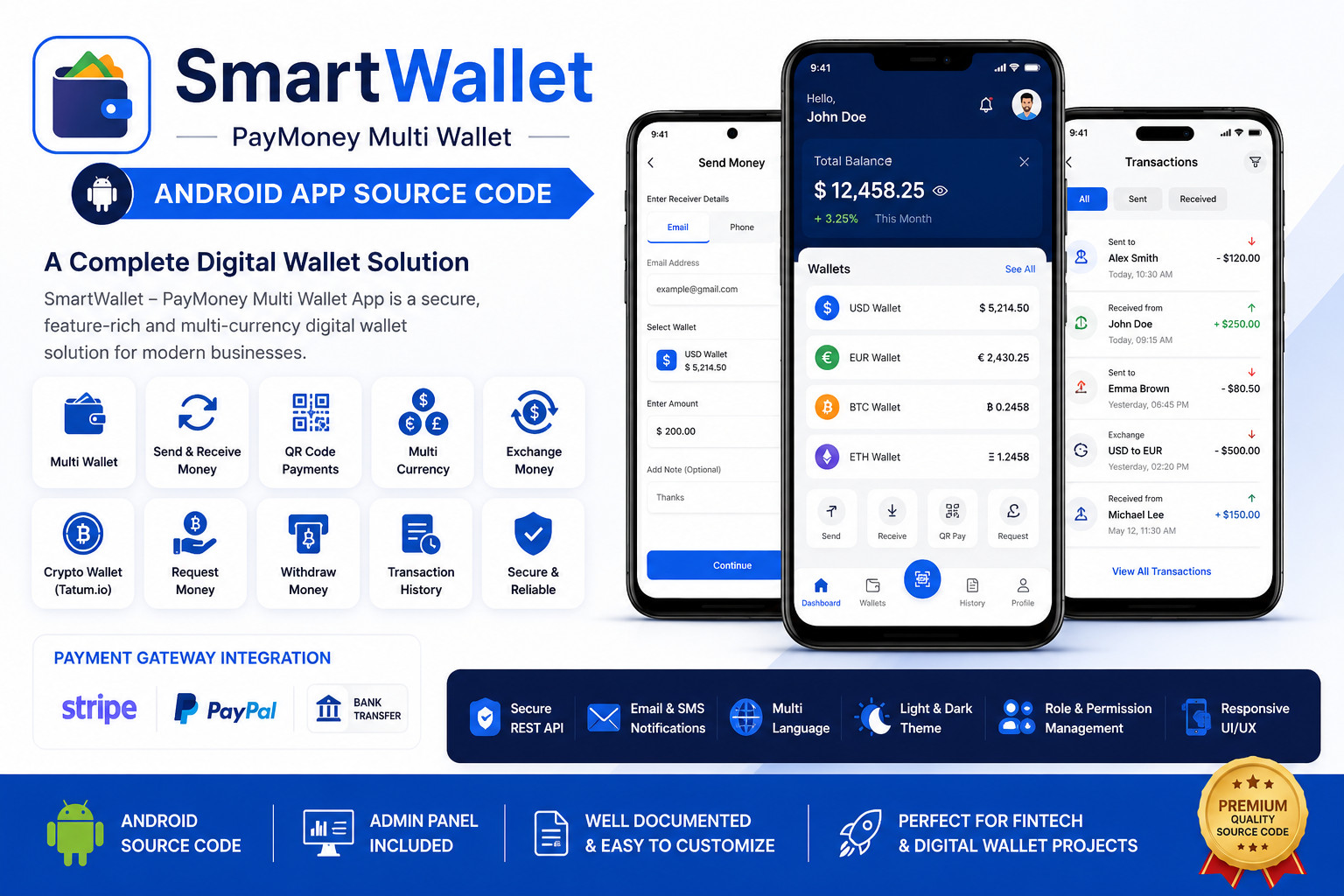 SmartWallet – PayMoney Multi Wallet Android App with Admin Panel