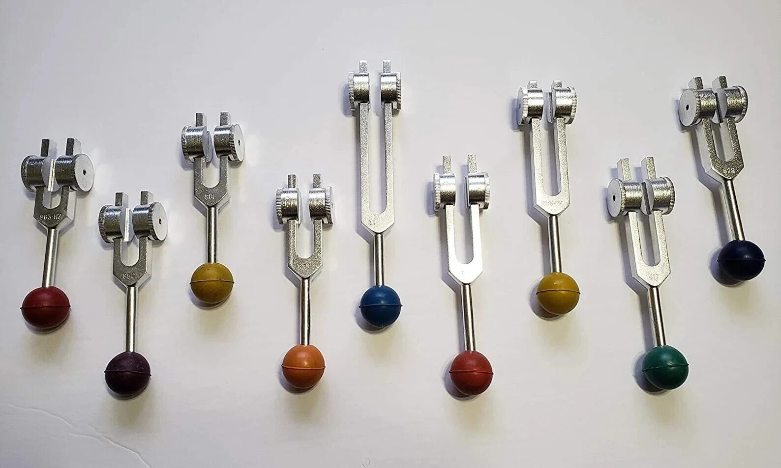 Solfeggio Tuning Forks Weighted Set of 9 with Color Removable Balls for Healing