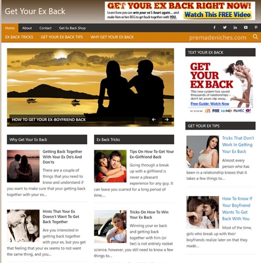 Get Your Ex Back WordPress Ready Made Blog