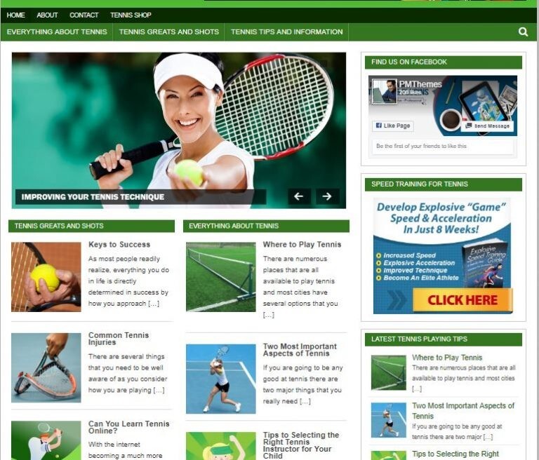 Tennis Ready Made Blog Turnkey Niche Website Business for Sale