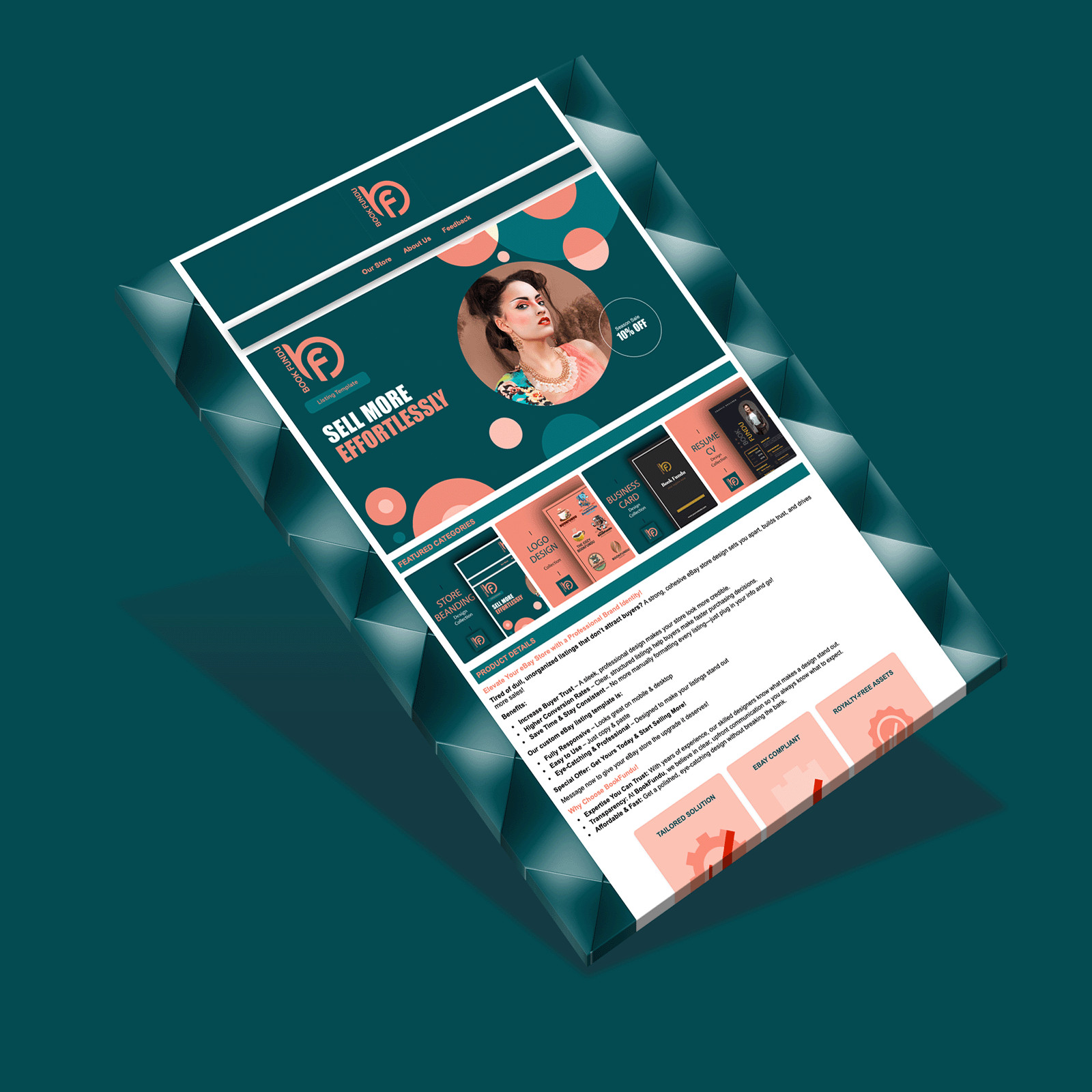 Responsive Custom eBay Listing Template – HTML | Custom Header & Footer Design