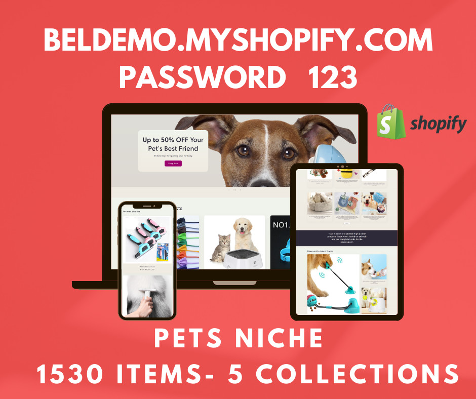 READY-MADE DROPSHIPPING Shopify Store – 1530 Products – Pets supplies niche