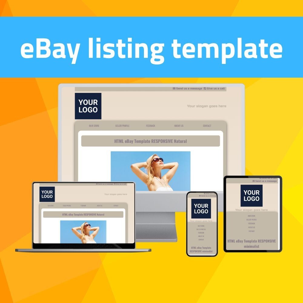 eBay Template RESPONSIVE Natural – pastel – editor included – no html needed