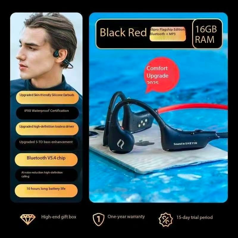 SHEYIN X6Pro Bone Conduction Bluetooth Headphones with Ultra Long Battery Life