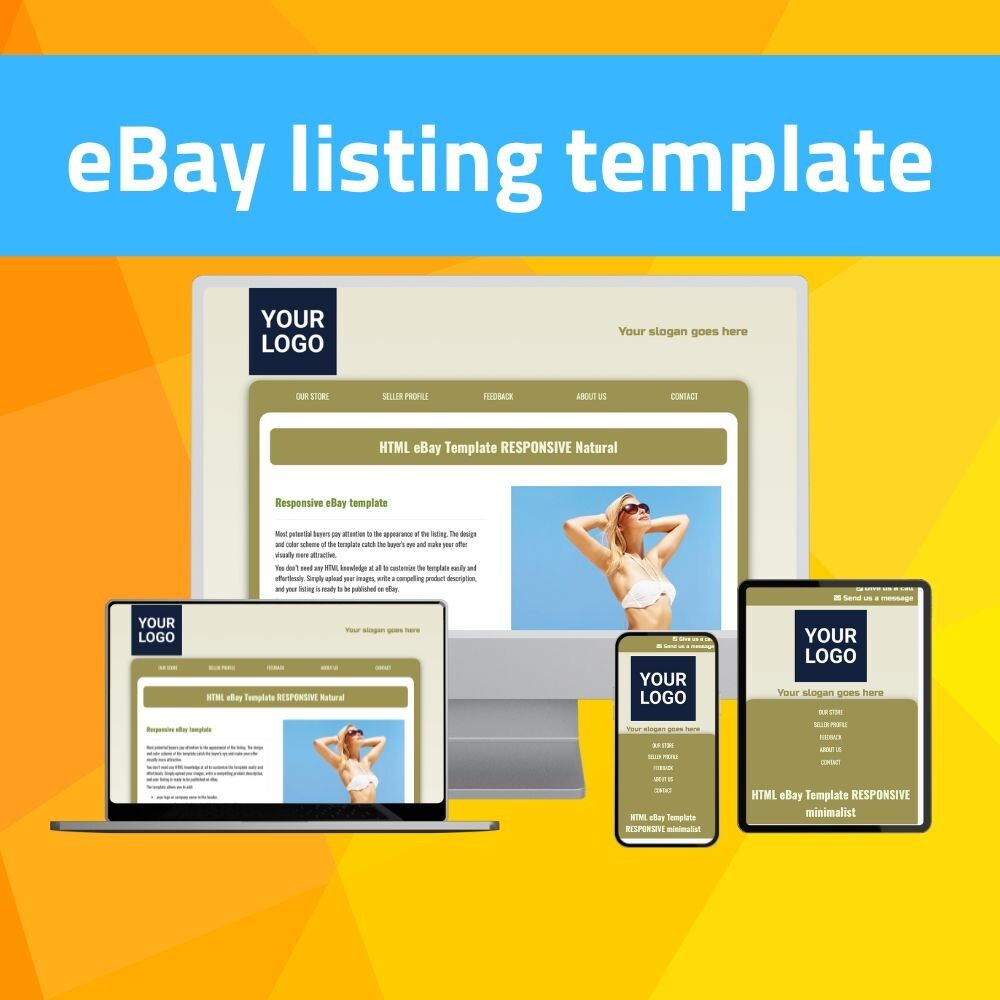 eBay Template RESPONSIVE Natural – beige – editor included – fully customizable