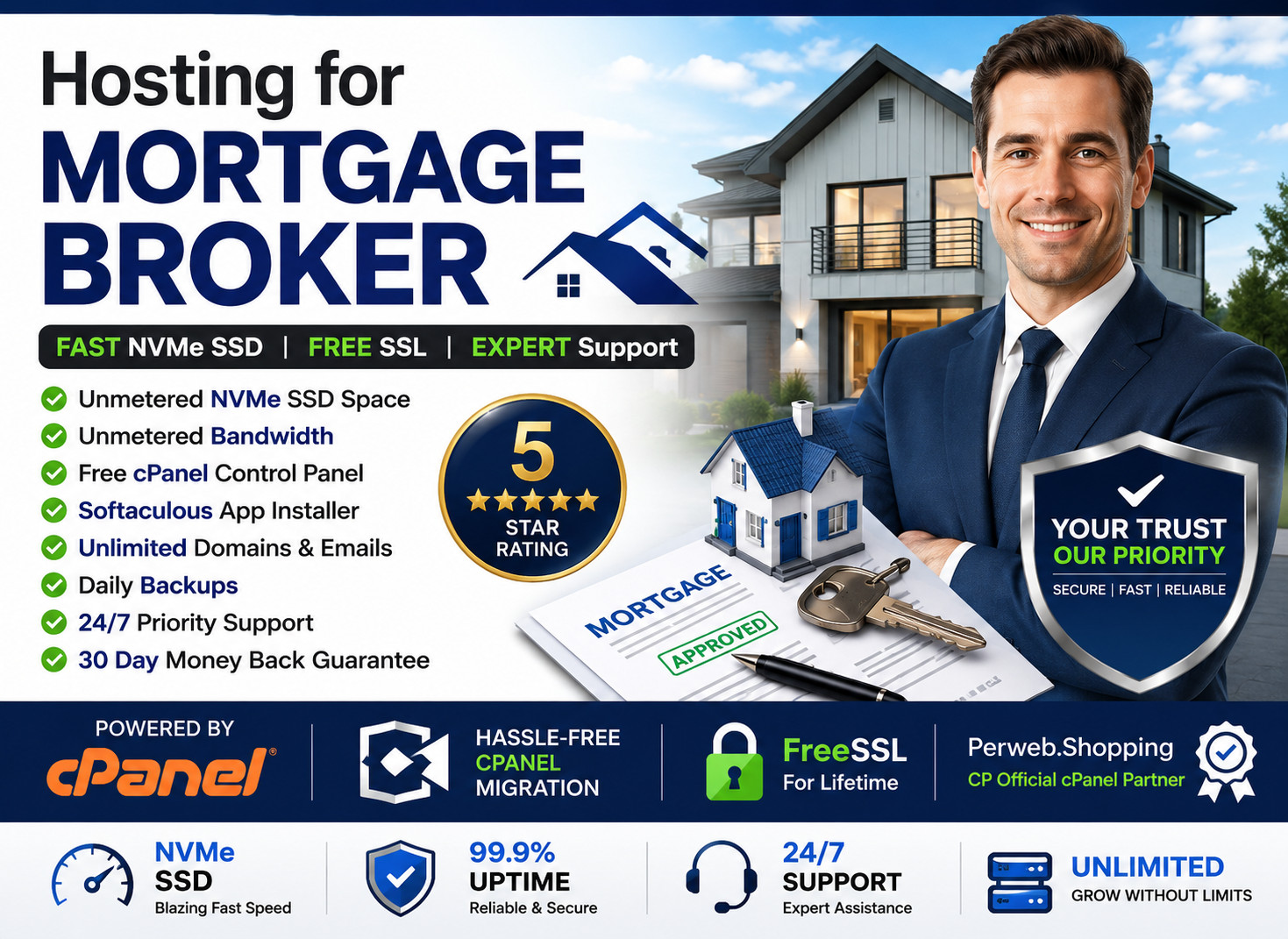 Hosting for Mortgage Broker – 🏦 Free SSL, Fast SSD, Support | Only $14.99/Year!