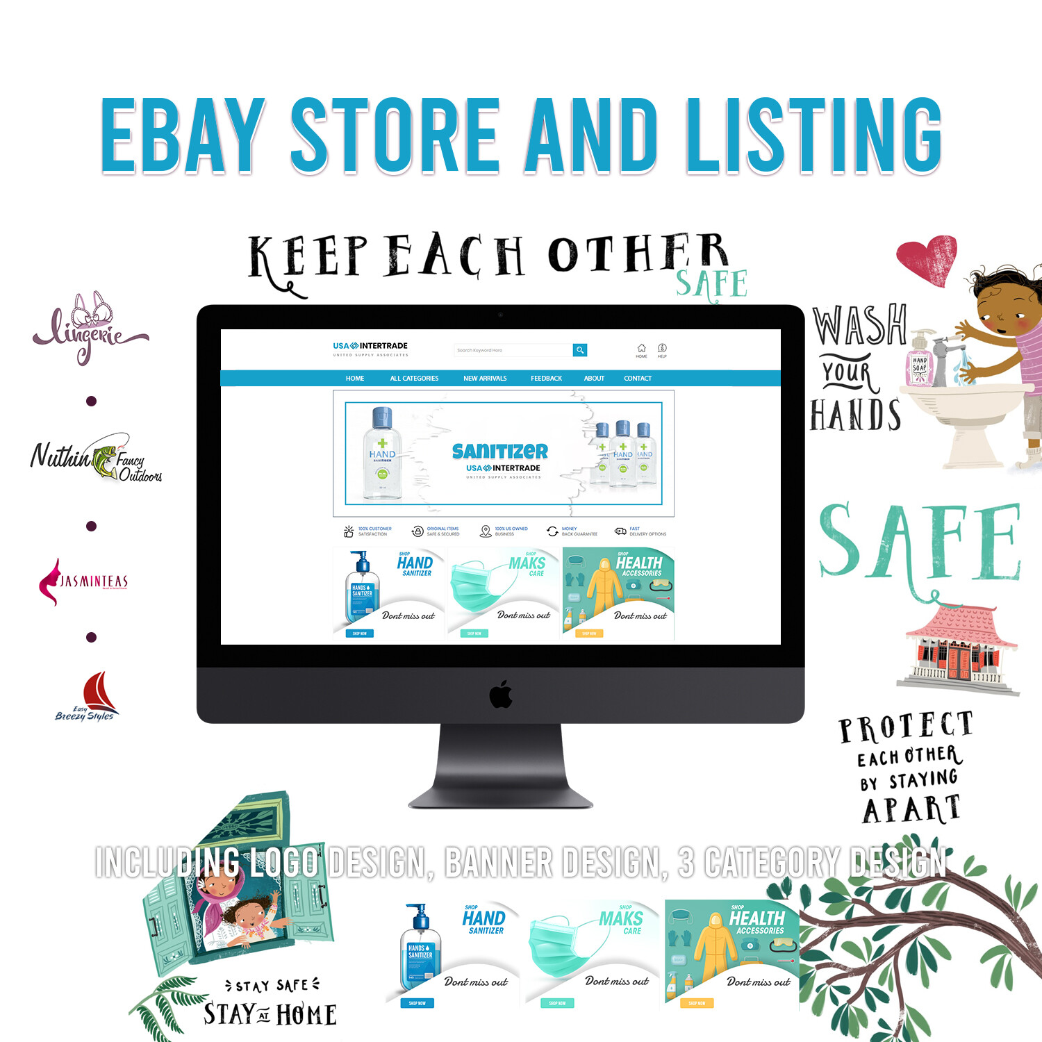eBay store Listing Template design, Emerald theme Purple FREE LOGO,BANNER DESIGN