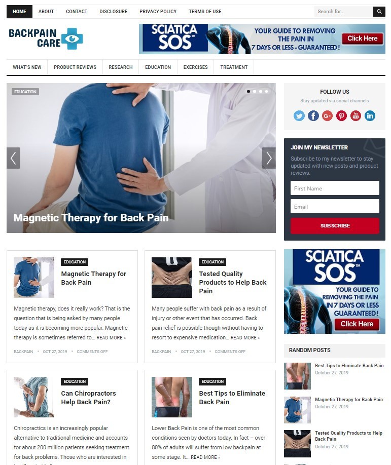 DFY BACK PAIN WORDPRESS THEME+FREE SETUP PRE-DESIGNED BANNERS AND ADS