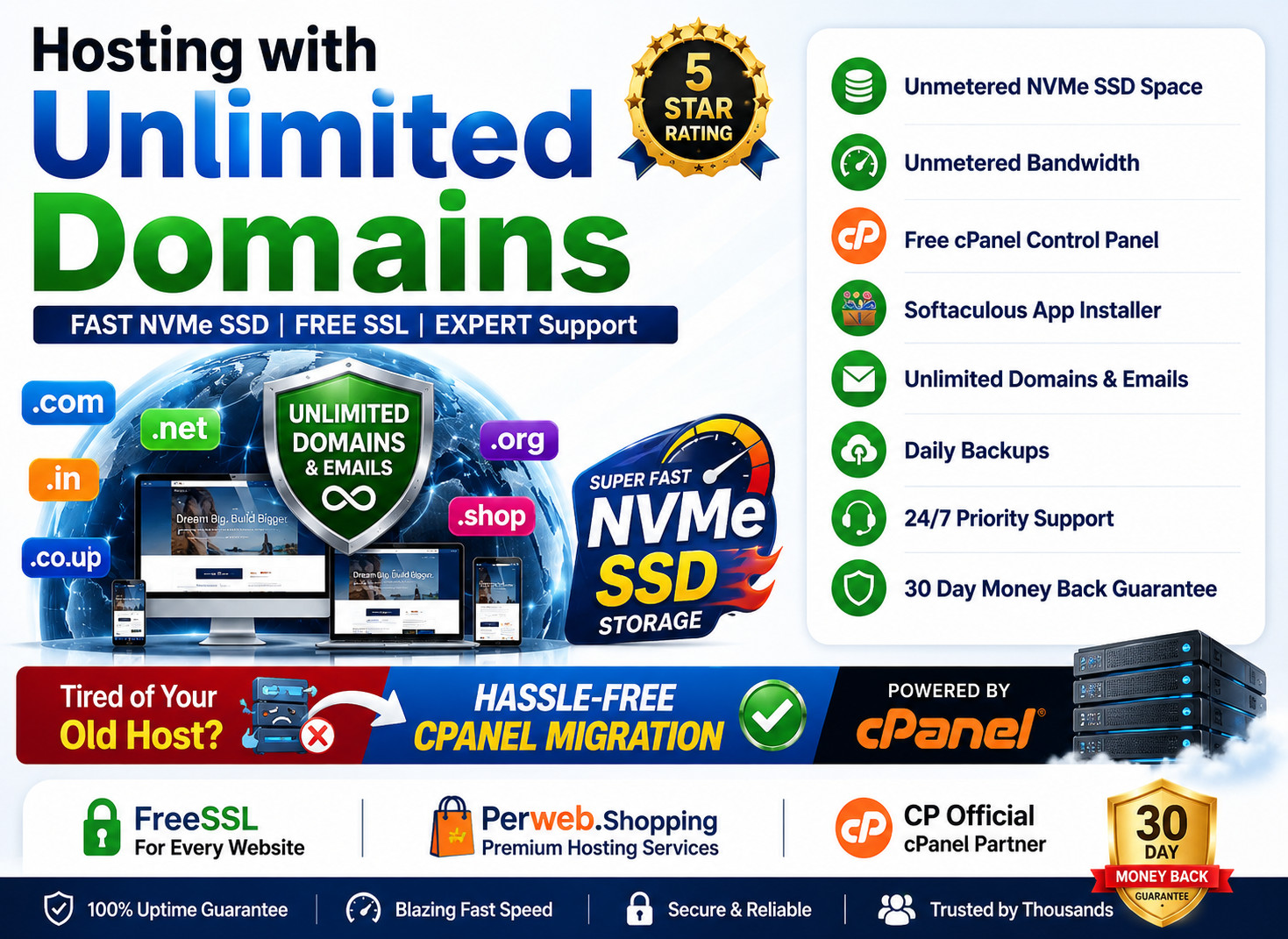 Hosting with Unlimited Domains – 🌍 SSD Fast Speed | Free SSL | Only $14.99/Year